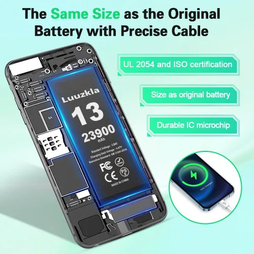 Miniatura 4 de Batería de 23900 mAh compatible con iPhone 13, batería de gran capacidad compatible con iPhone 13, con kits de herramientas completos, 0 ciclos