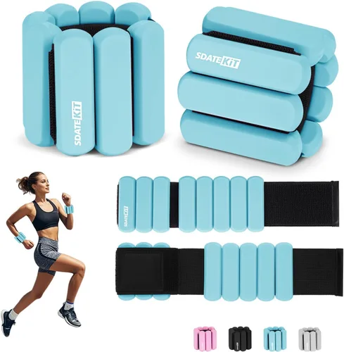 Miniatura 16 de Pesas ajustables de muñeca y tobillo para mujeres y hombres, paquete de 2 (1 libra cada una), brazalete de silicona con peso para pilates, gimnasio