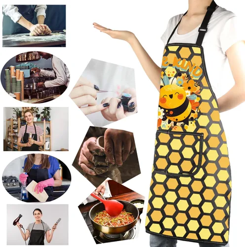 Miniatura 6 de MBMSO Delantal de abeja con bolsillos, delantal de abeja, regalos para amantes de las abejas de la miel, delantal de cocina, delantal de cocina