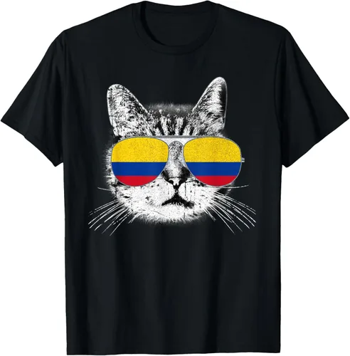 Camisa de bandera de Colombia, orgullo colombiano, gato, hombres, mujeres, niños, camiseta de regalo
