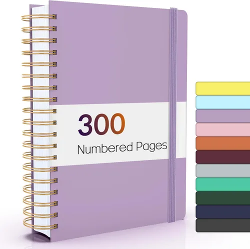 Miniatura 15 de Forvencer Cuaderno rayado en espiral con 300 páginas numeradas, diarios gruesos A5 para escribir con papel de 3.53 oz/m², cuadernos de tapa dura