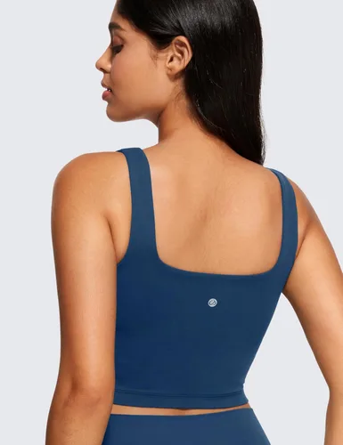 Miniatura 2 de CRZ YOGA Butterluxe - Brasier deportivo de cuello cuadrado para mujer, camiseta corta sin mangas acolchada con estante integrado para yoga
