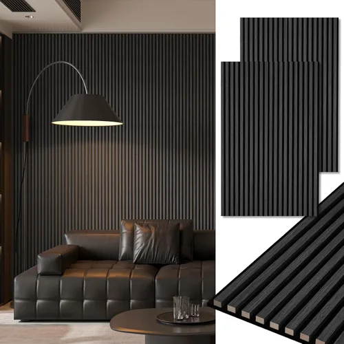 Miniatura 15 de Art3d Paquete de 2 paneles acústicos de madera de 108" x 12" para pared, paneles de listones de madera insonorizados para pared y techo, paneles