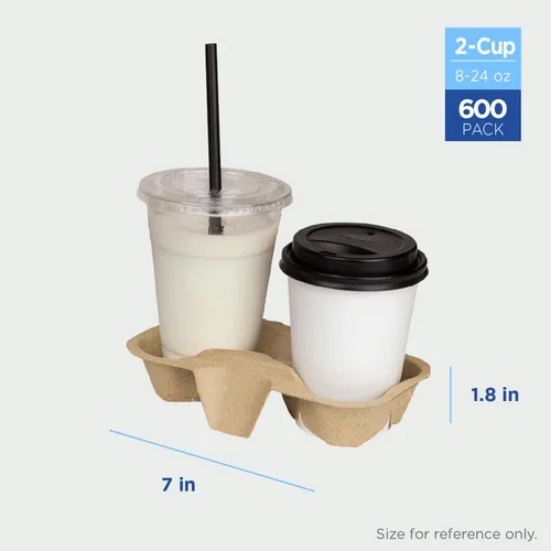Miniatura 3 de Karat Portabebidas desechable Paquete de 600 Bandeja portadora de bebidas de fibra moldeada de 2 tazas (tazas de 8 a 24 onzas) resistente, fácil