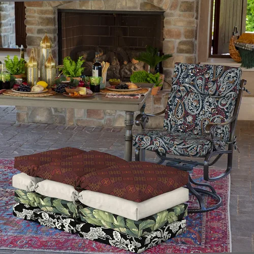Miniatura 6 de Arden - Cojín para silla de exterior, 21 x 20 pulgadas, resistente a la lluvia, resistente a la decoloración, 20 x 21 pulgadas, Palmira Paisley azul