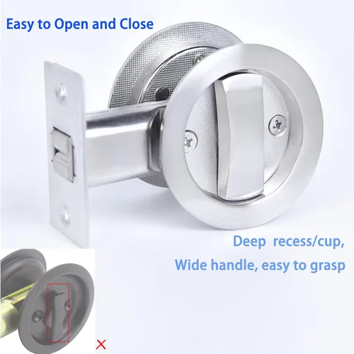 Miniatura 2 de Dontay Cerradura de indicadores codificados por color para puerta de bolsillo, cerradura de manijas de privacidad (cama/baño), fondo de 2-3/8 Níquel