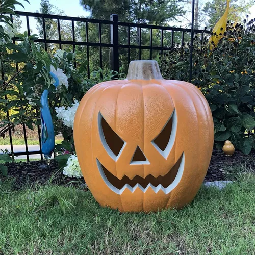 Miniatura 9 de iHomegarden Halloween Linterna de calabaza – Farol iluminado Jack O – Farol de calabaza preiluminado