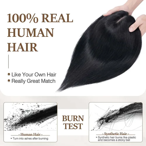 Miniatura 2 de Rich Choices Pelucas con topper de cabello para mujeres, cabello humano real 100% Remy, sin flequillo, para mujeres con adelgazamiento en la parte