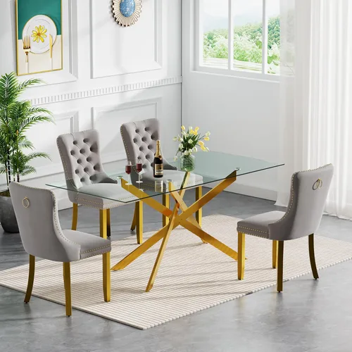 Miniatura 107 de HomVent Juego de mesa de comedor redonda de vidrio de 3 piezas, juego de mesa de comedor de vidrio templado para 2 mesas de cocina con 2 sillas
