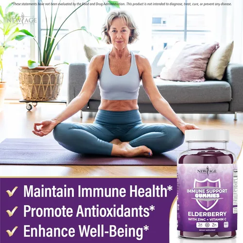 Miniatura 4 de NEW AGE Gomitas de apoyo al sistema inmunológico, gomitas Sambucus Black Elderberry con vitamina C y zinc (120 unidades (paquete de 2))