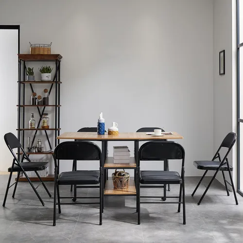 Miniatura 8 de Paquete de 4 sillas acolchadas plegables de metal, sillas plegables de piel sintética, cómodas sillas de fiesta para exteriores e interiores, silla