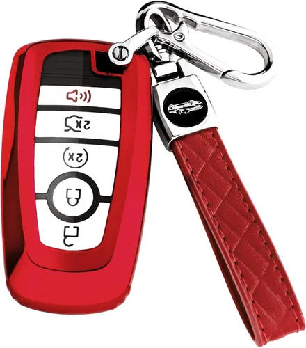 Miniatura 15 de XIYANG TRADE Funda para llavero Ford con llavero, funda para llavero para Ford Explorer Fusion Escape Edge Expedition F150 F250 F350 F450 F550 Azul