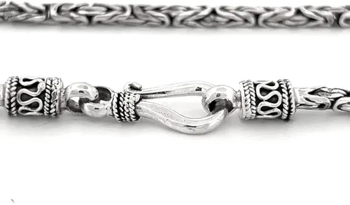 Miniatura 2 de Cadena bizantina de plata de ley 925 hecha a mano en Bali, 0.098in