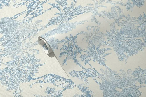 Miniatura 6 de RollsRolla Toile Azul y Blanco Papel Pintado para Despegar y Pegar Pared de Acento Estilo Francés Chinoiserie Campestre Temporario para Apartamentos