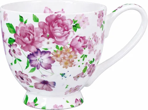 Miniatura 8 de Tazas florales de porcelana de hueso de 16 onzas, elegante taza de té y café floral, apta para microondas y lavavajillas, perfecta para café, té