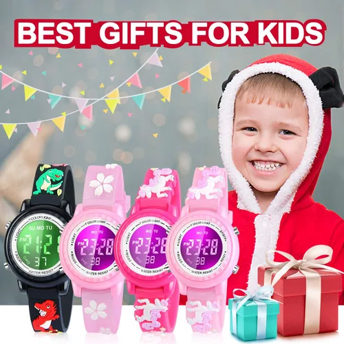 Miniatura 7 de Relojes LED impermeables para niños con alarma, juguetes para niños, regalos para niñas de 3 a 10 años