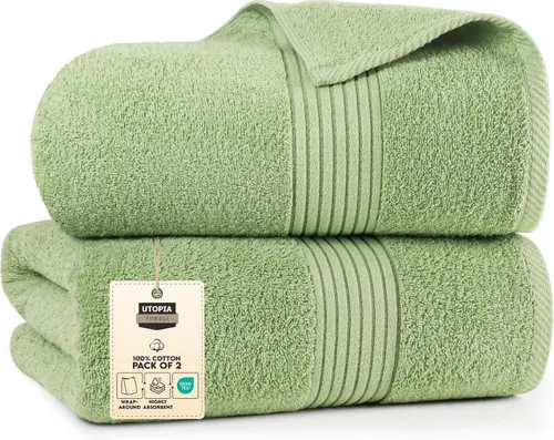 Miniatura 14 de Utopia Towels Sábanas de Baño Extra Grandes Paquete de 2, 35 por 70 Pulgadas, 100% Algodón Altamente Absorbente y Secado Rápido Toalla de Baño