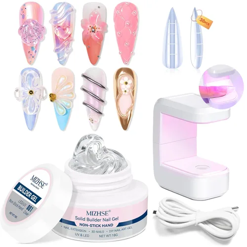 Miniatura 10 de MIZHSE Gel 3D transparente para arte de uñas, gel constructor sólido para uñas, 5 en 1, escultura no pegajosa, geles de extensión de uñas