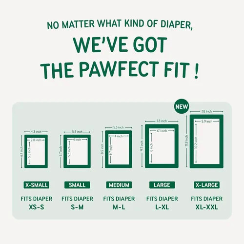 Miniatura 8 de PAWPANG Forros desechables para pañales para perros machos y hembras, 100 unidades, 5 opciones de tamaño, insertos de pañales para perros que se