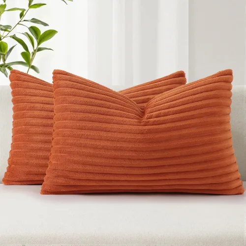 Miniatura 40 de Simmore Juego de 2 fundas de almohada decorativas de 16 x 16 pulgadas, fundas de almohada suaves de franela de felpa natural de doble cara para sofá