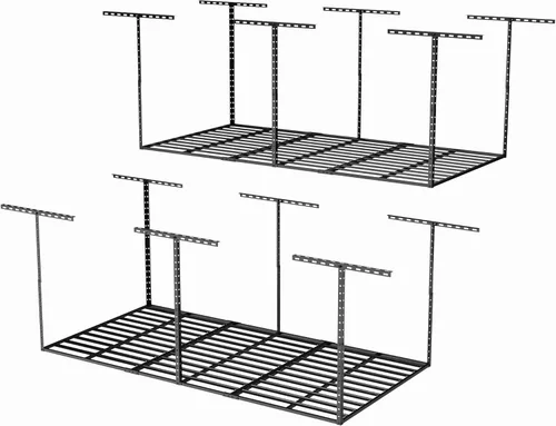 Miniatura 18 de SunsGrove 4x6 Garage Storage Overhead Rack Organization, Adjustable Ceiling Mounted Storage Racks, 800LBS Weight Capacity, 22"-40" Ceiling Dropdown