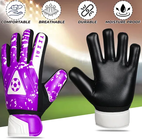 Miniatura 4 de Guantes de portero juvenil con doble protección para la muñeca, material de látex antideslizante Púrpura