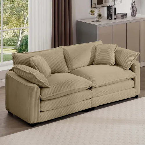 Miniatura 41 de Aoowow Sofá de dos plazas de pana, modernos sofás de nube de 2 plazas para sala de estar, sofás modulares de nube seccionales con asiento profundo