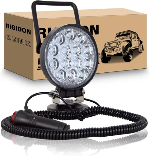 Miniatura 8 de RIGIDON Luz de trabajo LED de 4 pulgadas y 48 W con base magnética, luz cuadrada impermeable, 12 V, 24 V, iluminación todoterreno, luces antiniebla