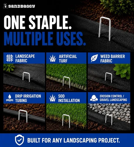 Miniatura 5 de Sandbaggy - 500 grapas galvanizadas de 6 pulgadas para paisaje, estacas de jardín SOD, confiadas por agricultores y contratistas de todo Estados