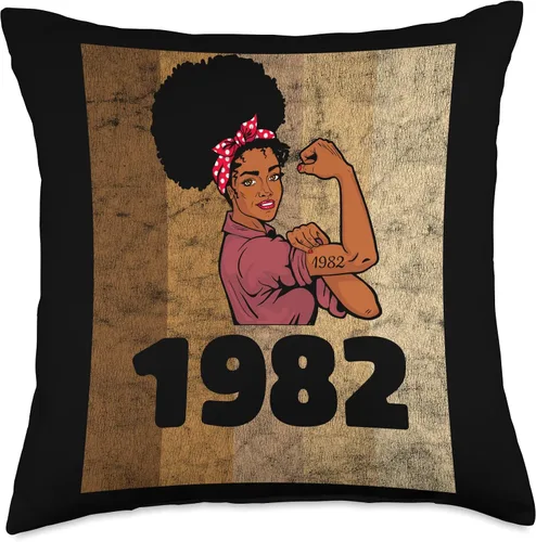 Miniatura 4 de Vintage 1982 Limited Edition 41st Birthday Afro Girls Women Throw Pillow