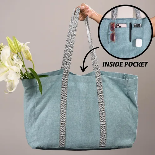 Miniatura 6 de Folkulture Bolso tote para mujer, lona, Verde salvia, Bolso tote