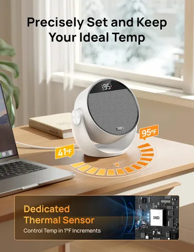 Miniatura 6 de Dreo Calentador de espacio de 1500 W, inclinación ajustable de 60°, calentadores eléctricos portátiles de 10.5 pies/s para uso en interiores