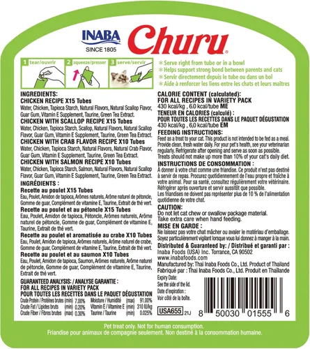 Miniatura 9 de INABA - Golosinas Churu para gatos, puré cremoso para gatos, sin cereales, que se puede lamer y exprimir / suplemento con vitamina E y taurina, 0.5