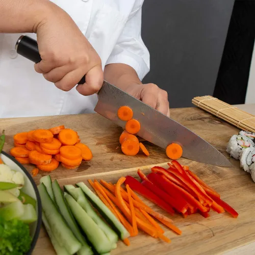 Miniatura 8 de Deco Chef Cuchillo de chef profesional de acero de Damasco de alto carbono de 8 pulgadas, 67 capas AUS-10, calidad japonesa afilada con mango