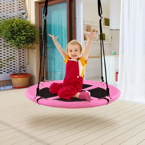Miniatura 6 de Costzon - Platillo volador de 40 pulgadas, columpio seguro y resistente para niños de fácil montaje, cuerdas ajustables, ideal para el parque de Rosa