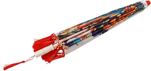 Miniatura 3 de THY COLLECTIBLES Sombrilla de seda clásica de estilo asiático de 33 pulgadas con borlas para bodas, fotografías, disfraces, cosplay, decoración