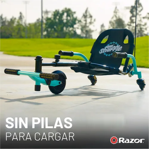 Miniatura 6 de Crazy Cart Shuffle de Razor – Kart de deriva con propulsión infantil para edades de 4 años en adelante, tecnología Crazy Cart Drift Bar, marco