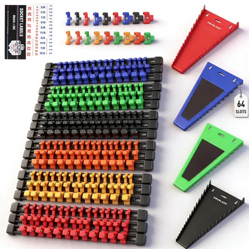 Miniatura 14 de SWANLAKE Organizador Soporte de Dados, 9 PIEZAS 1/4 pulgada x 48 clips, 3/8 pulgada x 45 clips, 1/2 pulgada x 36 clips, Soporte de Riel de Clip