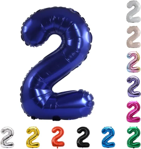 Miniatura 152 de YPSelected Globo grande de 32 pulgadas de helio con números 0-9 de papel de aluminio azul para cumpleaños, bodas y fiestas (Azul, 3)