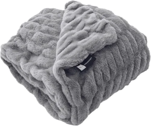 Minky Designs Manta Minky Gris Ceniza – Manta de Tiro de Piel Sintética Ultra Suave para Sofá, Cama y Hogar – Esponjosa, Cálida y Lujosa – Colección