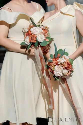 Miniatura 2 de Ramo de boda de terracota de 7 pulgadas para novia, dama de honor, ramo de boda pequeño, para propuesta de matrimonio, fiesta y aniversario