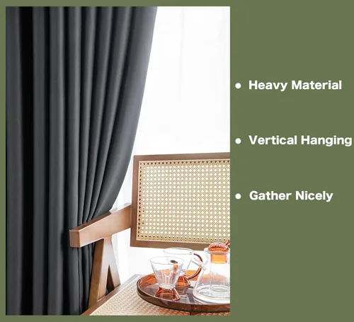 Miniatura 5 de PI Cortinas opacas para dormitorio, tratamiento de ventana con aislamiento térmico de anillo superior, cortinas oscurecedoras de habitación