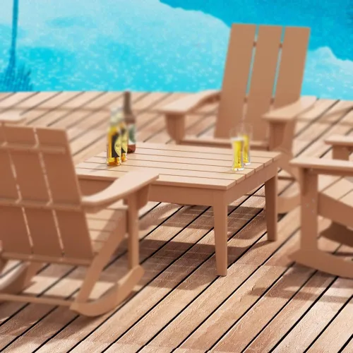 Miniatura 2 de WestinTrends Ashore - Mesa de centro para exteriores, 32 pulgadas para todo tipo de clima, de madera de polietileno Adirondack, mesa auxiliar Teca