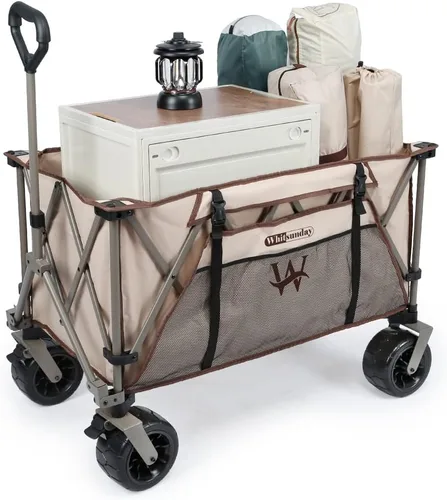 Whitsunday Carro plegable de alta resistencia, carro utilitario de carga de 380 libras con ruedas grandes todo terreno, carro plegable al aire libre