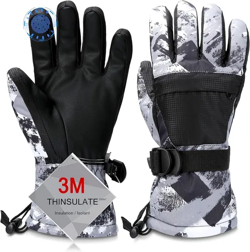Guantes de esquí, guantes de nieve impermeables y transpirables más cálidos para clima frío, se adaptan tanto a hombres como a mujeres, para padres