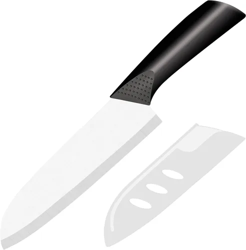 Miniatura 9 de Cuchillo de cerámica – Cuchillo Santoku de chef de 7 pulgadas – Cuchillo de cocina de cerámica afilado con cubierta de funda