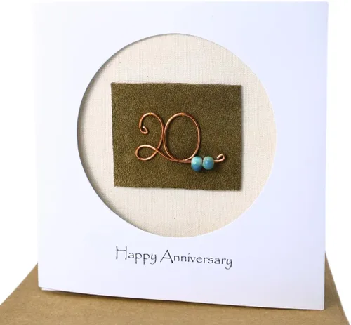 Miniatura 10 de Camellia Bees Tarjeta de 10º Aniversario, Tarjeta Temática de Boda en Lata de Aluminio para Esposo, Esposa, Pareja (10º)