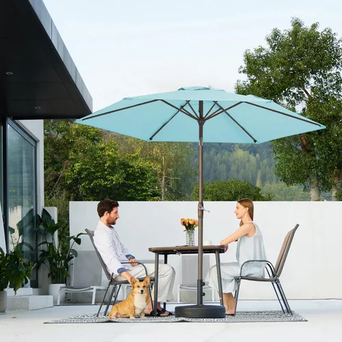 Miniatura 8 de JEAREY Sombrilla de patio de 7.5 pies con 6 varillas resistentes, botón de inclinación/manivela, sombrilla de mesa para jardín, terraza, patio Azul