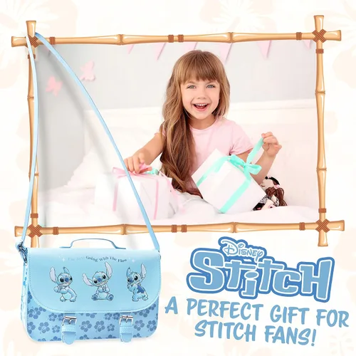 Miniatura 3 de Disney Bolsa de puntada para niñas, bolsa cruzada Lilo y Stitch, Azul, Duradero