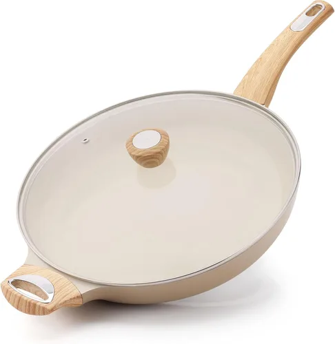 Miniatura 18 de SENSARTE Sartén de Cerámica Antiadherente con Tapa de 11 Pulgadas, Sartén de Tortilla sin Stick, Sartén de Cocina Saludable y no Tóxica, Libre